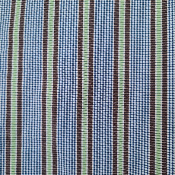 Peter Millar Blue Green Striped Button Down 100% Cotton Medium Long Sleeve Shirt - Picture 3 of 7